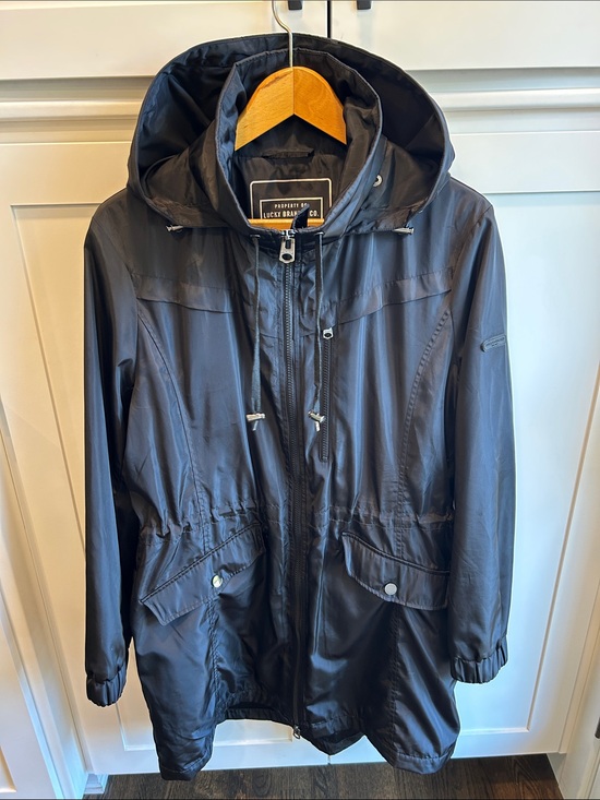 Lucky Brand Jackets & Blazers - Lucky Brand Women’s Black Anorak Hooded Raincoat Minimalist Large